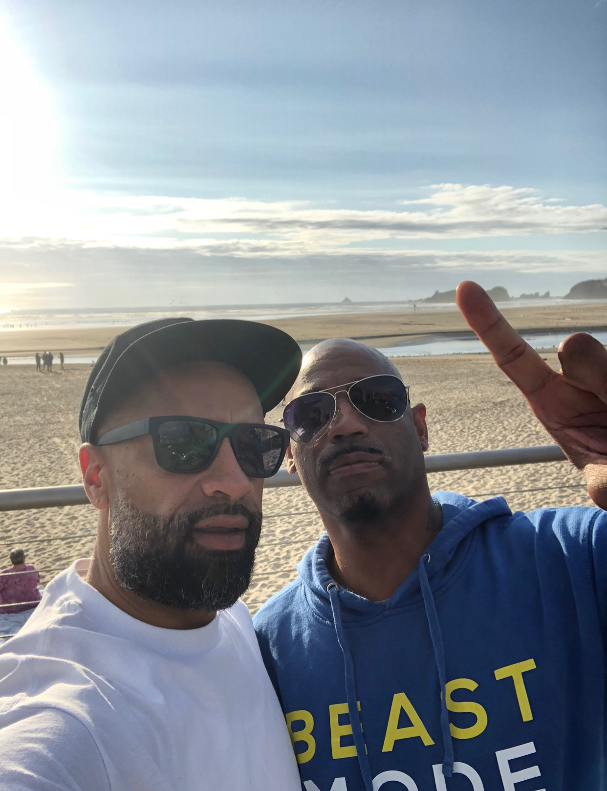 Two family members at the beach