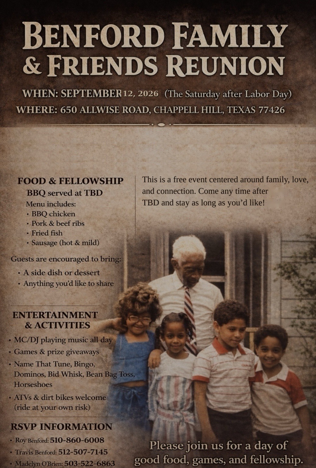 Benford Family Reunion flyer